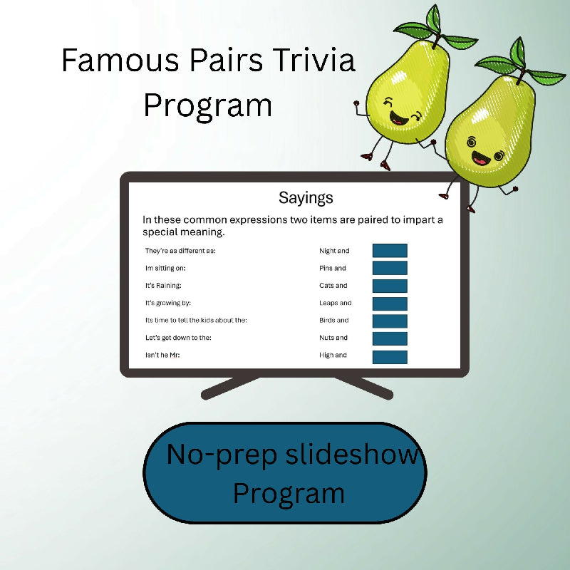 Famous Pairs Trivia Grame is a no prep slide show prestentation