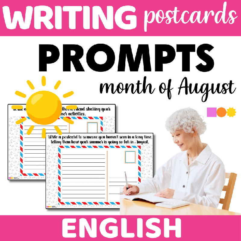August Postcard Writing Prompts for Seniors | Printable Creative Writing Activity for Elderly Adults and Senior Living - Reminiscence and Writing for Elderly Adults