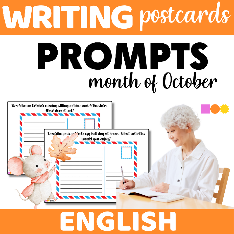 October Postcard Writing Prompts for Seniors | Printable Creative Writing Activity for Elderly Adults and Senior Living - Reminiscence and Writing for Elderly Adults