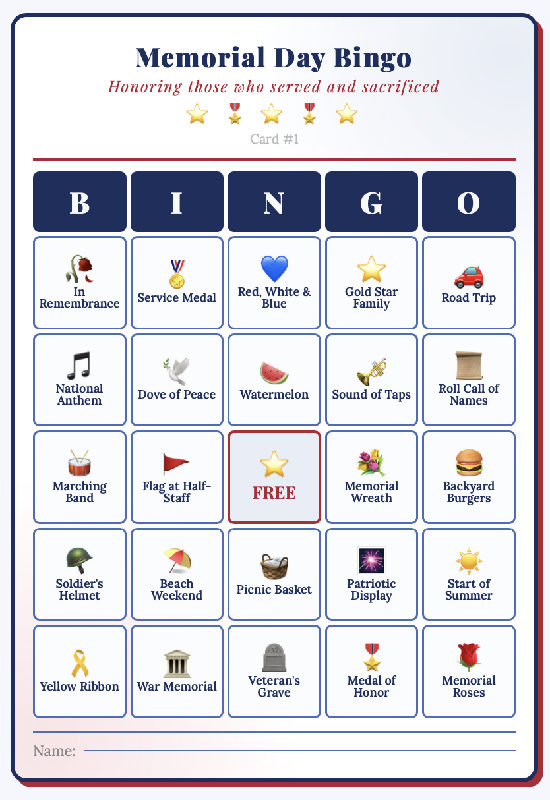 Memorial Day Bingo