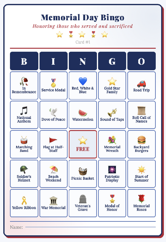 Memorial Day Bingo