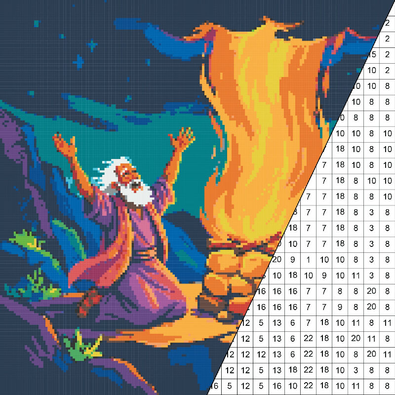 Elijah and the Fire Collaborative Color by Number | Giant Group Activity Poster | Biblical Art | Watercolor Style