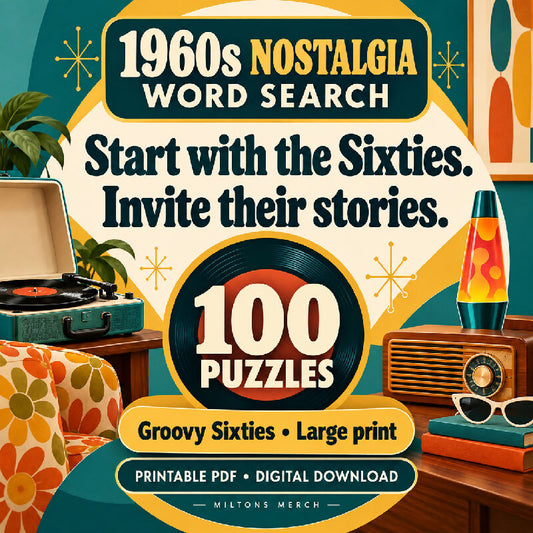 Groovy Sixties — 100 Large Print 1960s Word Searches & Reminiscence Topics, PDF