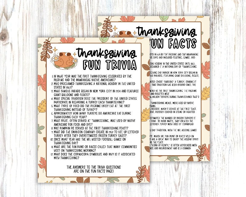 Thanksgiving Bundle, Group Games, Trivia, Leisure Pages, Stationary (Letter Writing) Scavenger Hunt & More