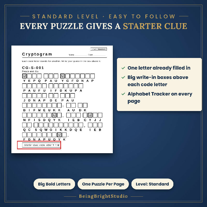 Winter Cryptogram Puzzles for Seniors | 50 Extra Large Print Pages | Activity Director Printable