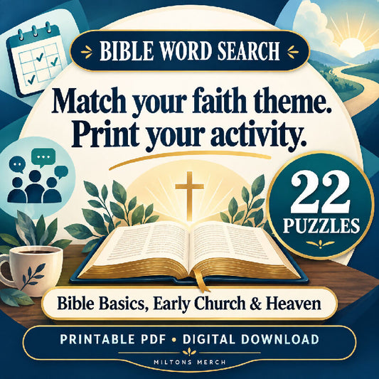 Bible Word Search — Bible Basics, Early Church & Heaven | 22 Large Print Puzzles, PDF