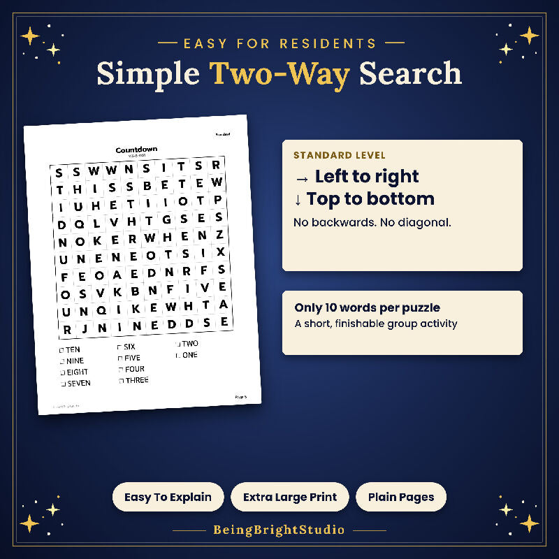 Extra Large Print Word Search for Seniors, 100 New Year Puzzles, Bonus Bingo Cards