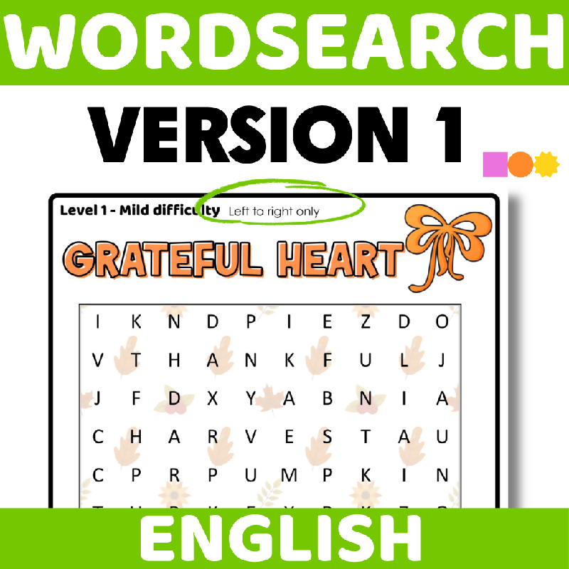 October Thanksgiving Word Search Puzzle | Fall Cognitive Stimulation Activity for Seniors, Memory Care & Older Adults | November Word Search Brain Game