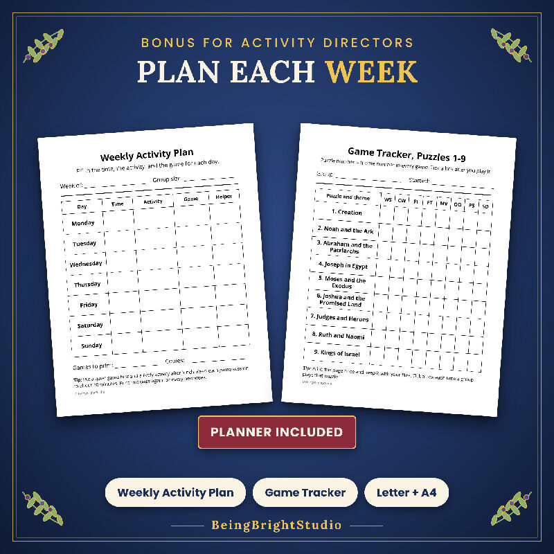 Christian Brain Games for Seniors | 200 Bible Puzzles | Activity Director Pack