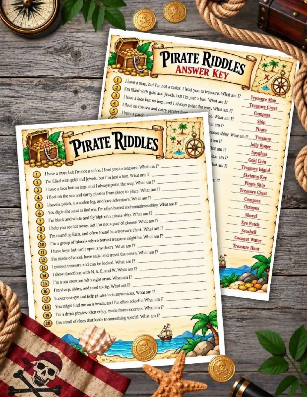 Pirate Riddles, Jokes & Would You Rather Questions, Group Games for Parties or Recreation Activities