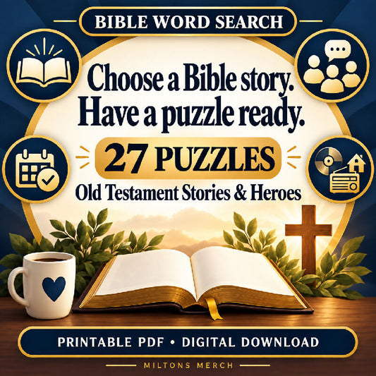 Bible Word Search — Old Testament Stories & Heroes | 27 Large Print Puzzles, PDF