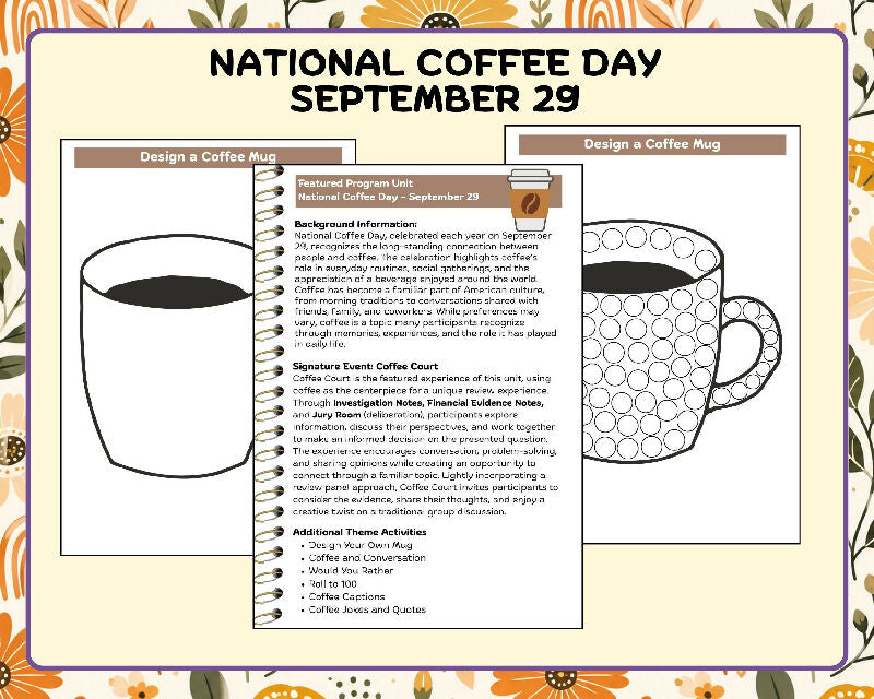 National Coffee Day Activity Bundle | Coffee Engagement Activities for Seniors | Coffee Court | Senior Living Activity Planner