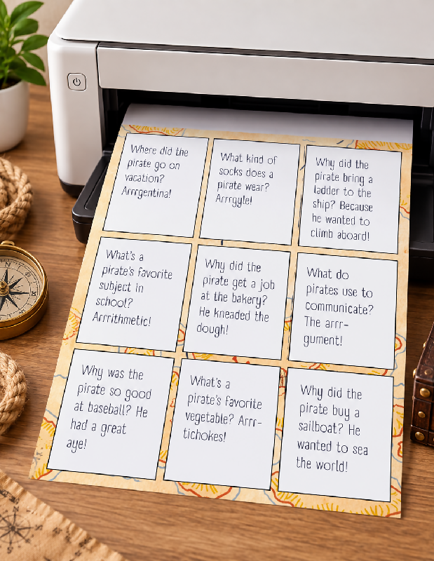 Pirate Riddles, Jokes & Would You Rather Questions, Group Games for Parties or Recreation Activities