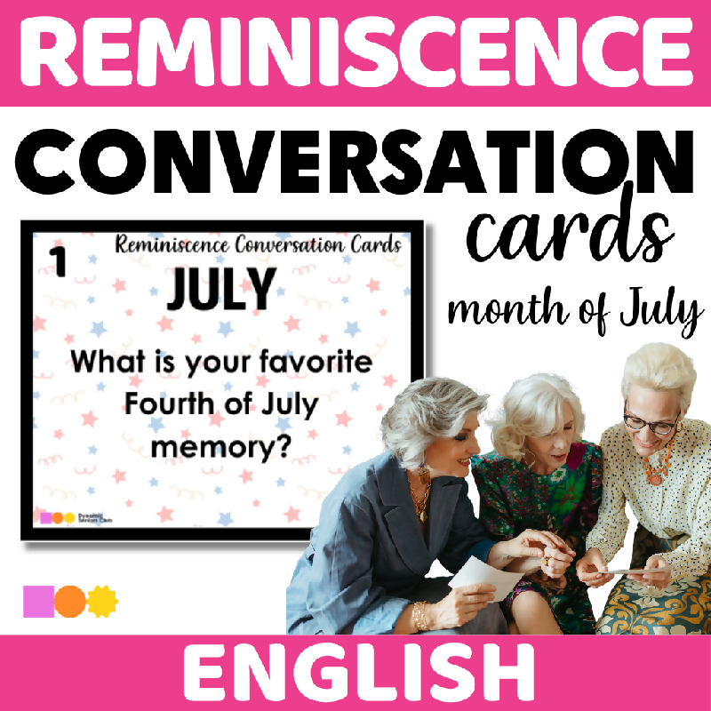 Reminiscence Conversation Cards July Themed - 4th of July, Independence Day, Fourth of July Included - Reminiscing Prompts