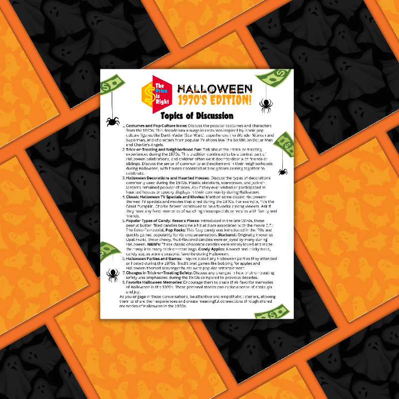 Halloween Price is Right Game | 1970s Edition Printable Activity for Seniors