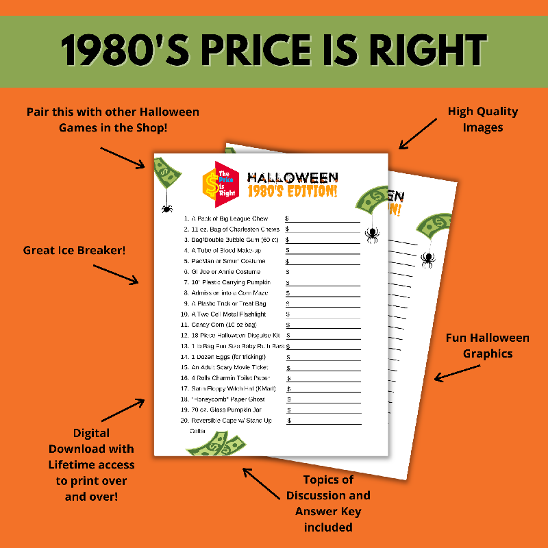 Halloween Price is Right Game | 1960s Edition Printable Activity for Seniors