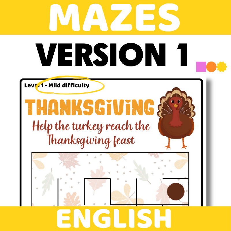 Thanksgiving Mazes for Seniors & Memory Care | Easy, Medium & Hard Cognitive Stimulation Activity | Visual Tracking, Problem-Solving & Cognitive Stimulation November-Themed