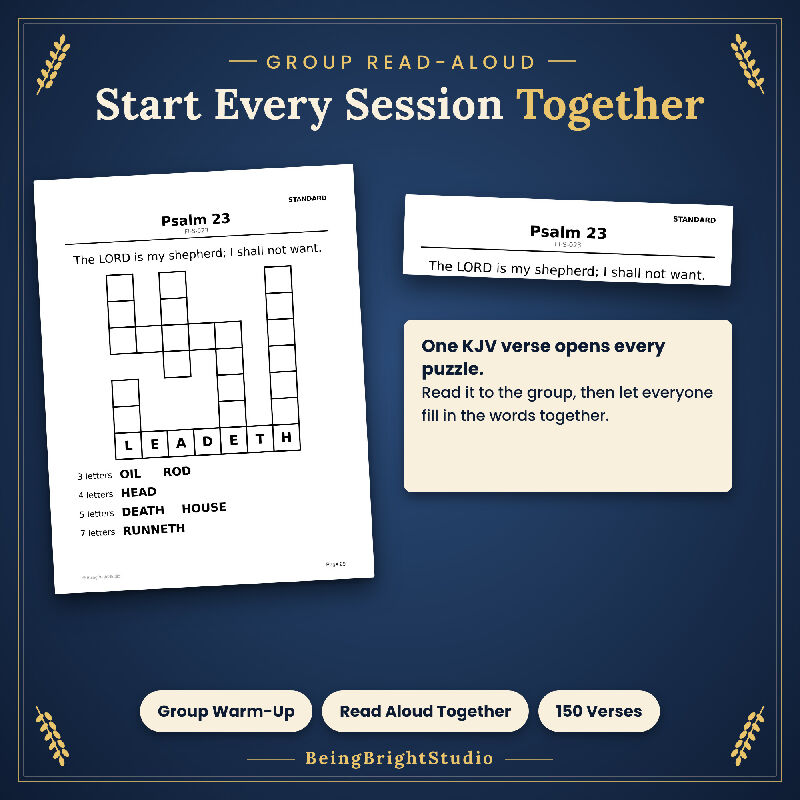 Extra Large Print Psalms Word Fill In for Seniors, 150 Bible Puzzles, KJV, Bonus Planner