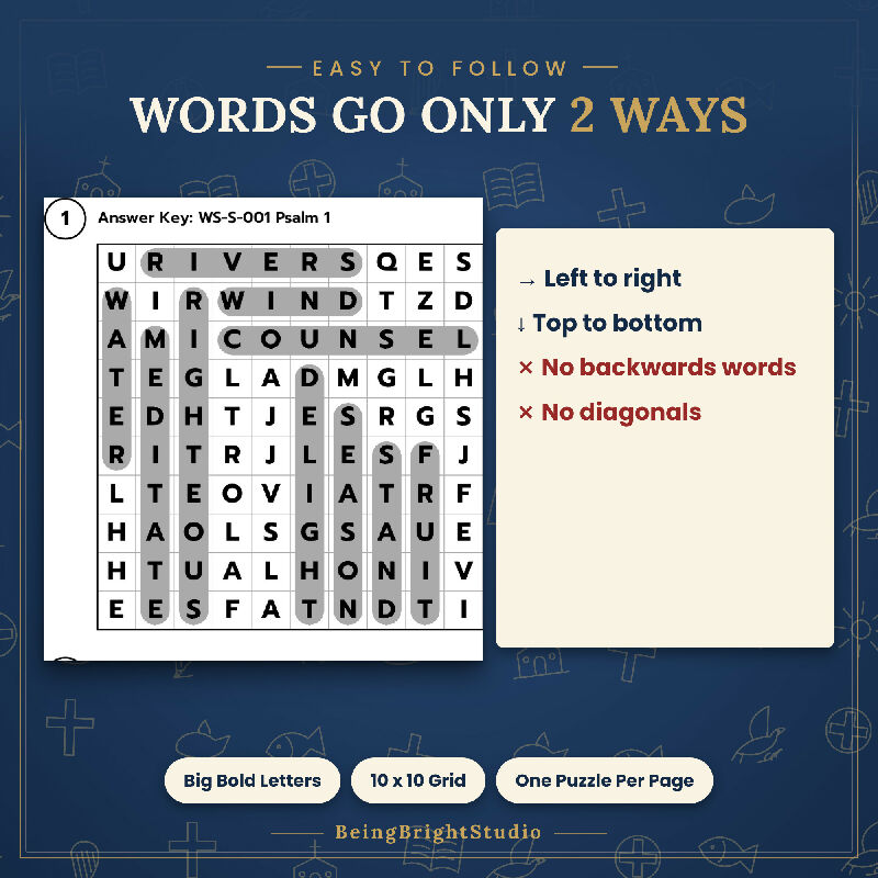 Psalms Word Search for Seniors, 150 Extra Large Print Puzzles for Activity Directors and Church Groups, Bingo and Planner