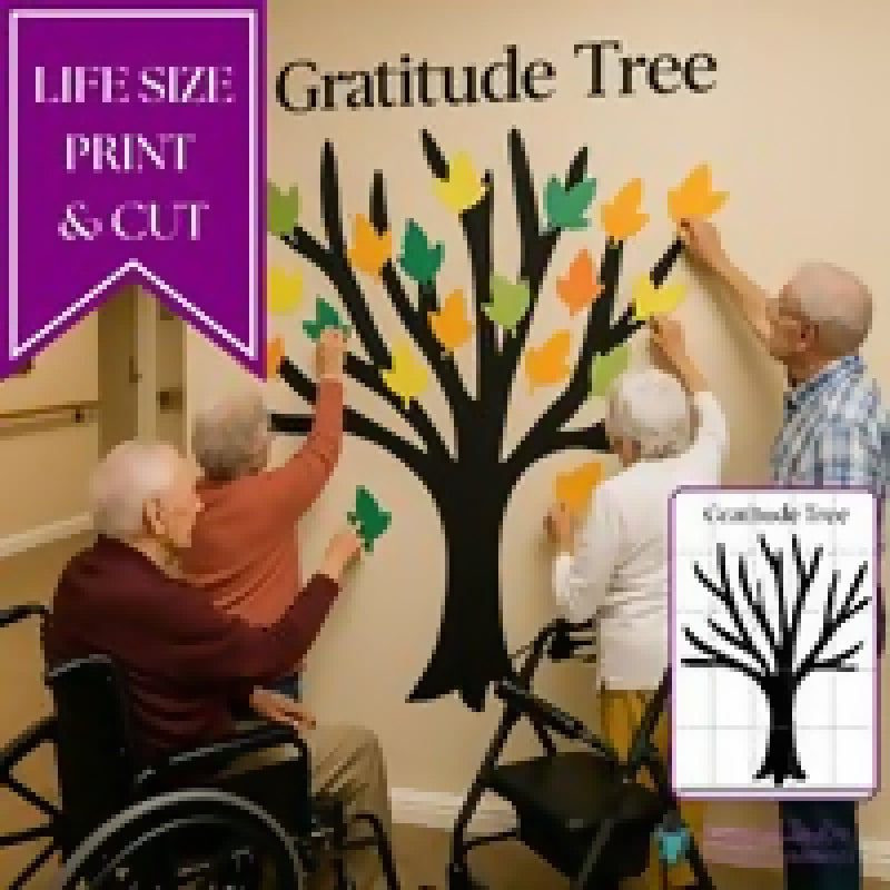 Gratitude Tree Printable | Thankful Tree Wall Display with Printable Leaves | Fall Craft for Senior Living, Nursing Homes & Assisted Living