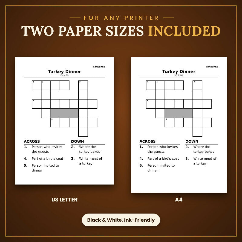 Fall Thanksgiving Crossword for Seniors, 50 Extra Large Print Puzzles, Answer Keys, US Letter and A4