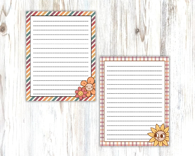 Autumn Stationary Set Printables, 5 Pages Fall Theme Lined Letter Writing, Gratitude Journal Activity, To-Do List or Notes