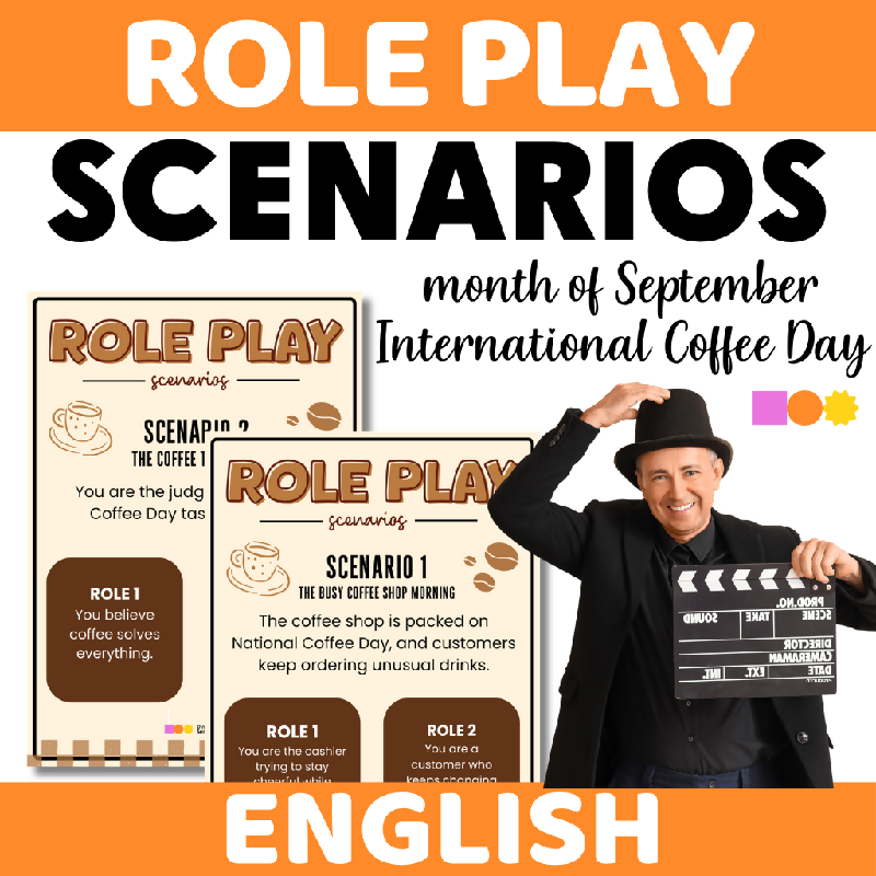 September International Coffee Day Role Play Prompts for Seniors | Printable Conversation and Social Interaction Activity for Elderly Adults and Senior Living