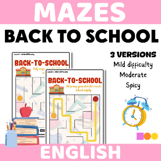 Back to School Mazes for Seniors & Memory Care | Easy, Medium & Hard Cognitive Stimulation Activity | Visual Tracking, Problem-Solving & Cognitive Stimulation