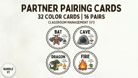 Partner Pairing Cards | Classroom Management Partner Matching Activity (in color)