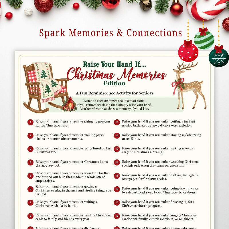 close up preview of Christmas reminiscence activity sheet
