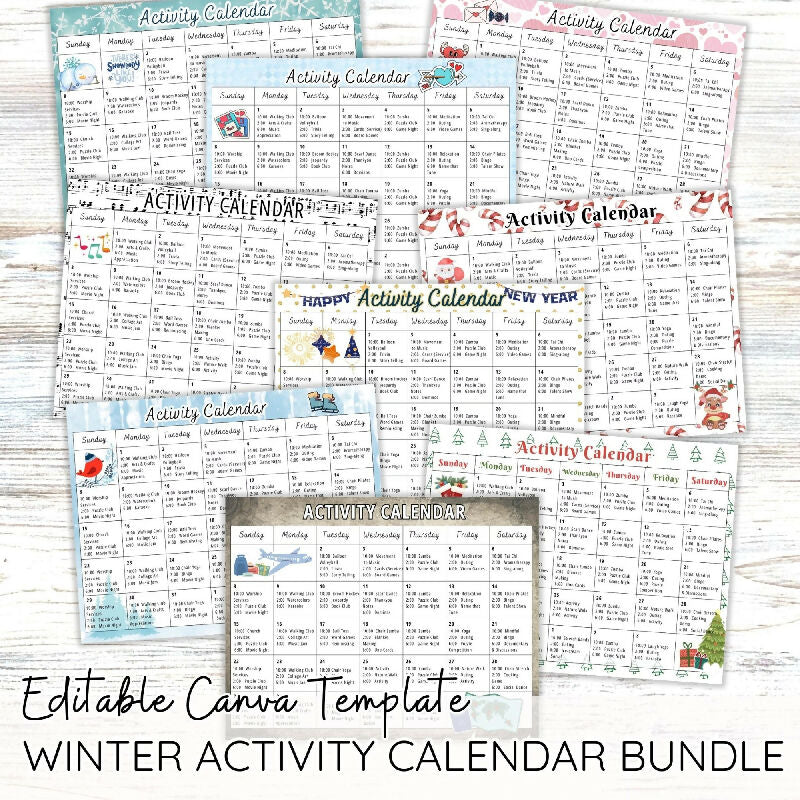 Activity Calendar Canva Template for Recreation Director, Bulletin Board Theme for Long Term Care Senior Living or Day Program