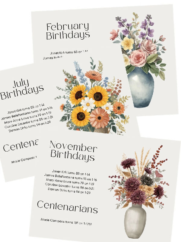 Floral Birthday Announcements Sign Templates