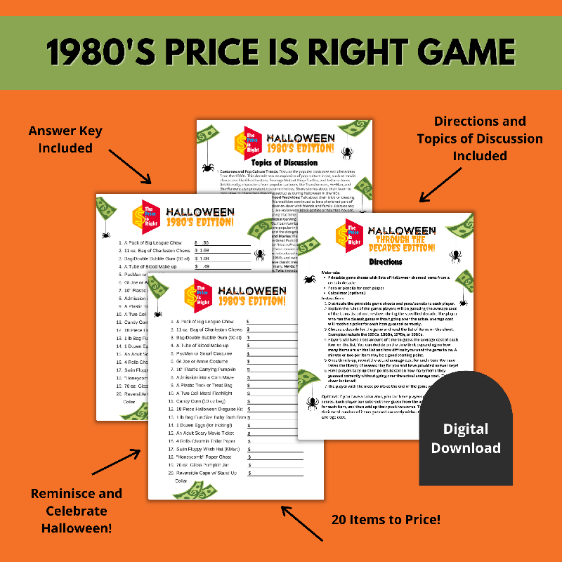 Halloween Price is Right Game | 1960s Edition Printable Activity for Seniors