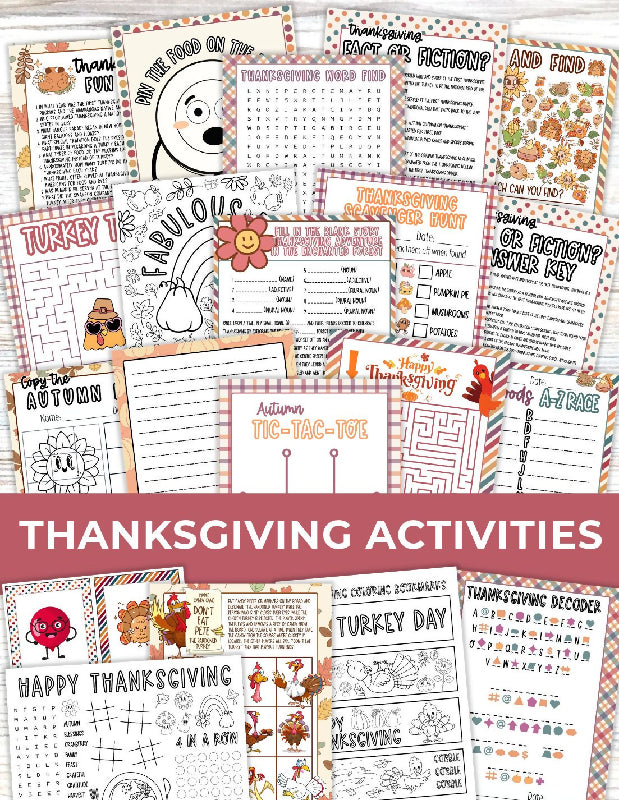 Thanksgiving Bundle, Group Games, Trivia, Leisure Pages, Stationary (Letter Writing) Scavenger Hunt & More