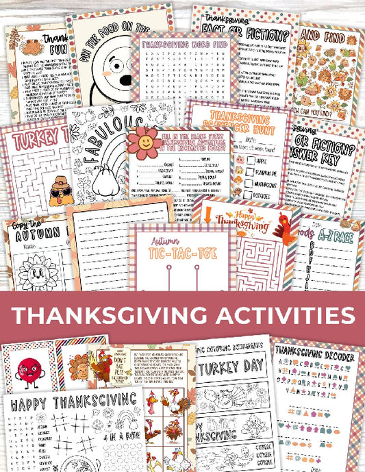 Thanksgiving Bundle, Group Games, Trivia, Leisure Pages, Stationary (Letter Writing) Scavenger Hunt & More