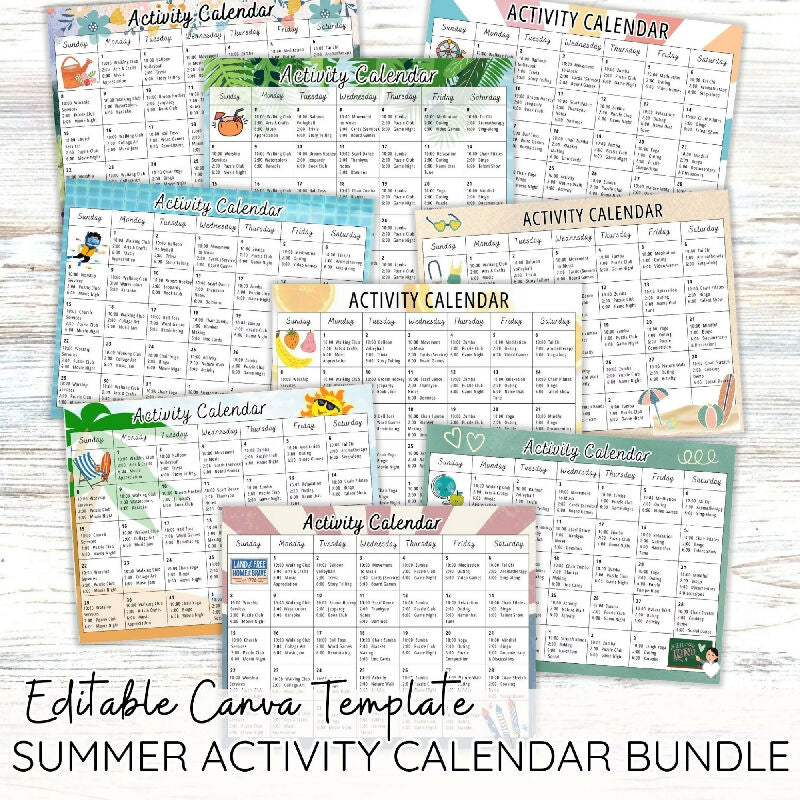 Activity Calendar Canva Template for Recreation Director, Bulletin Board Theme for Long Term Care Senior Living or Day Program