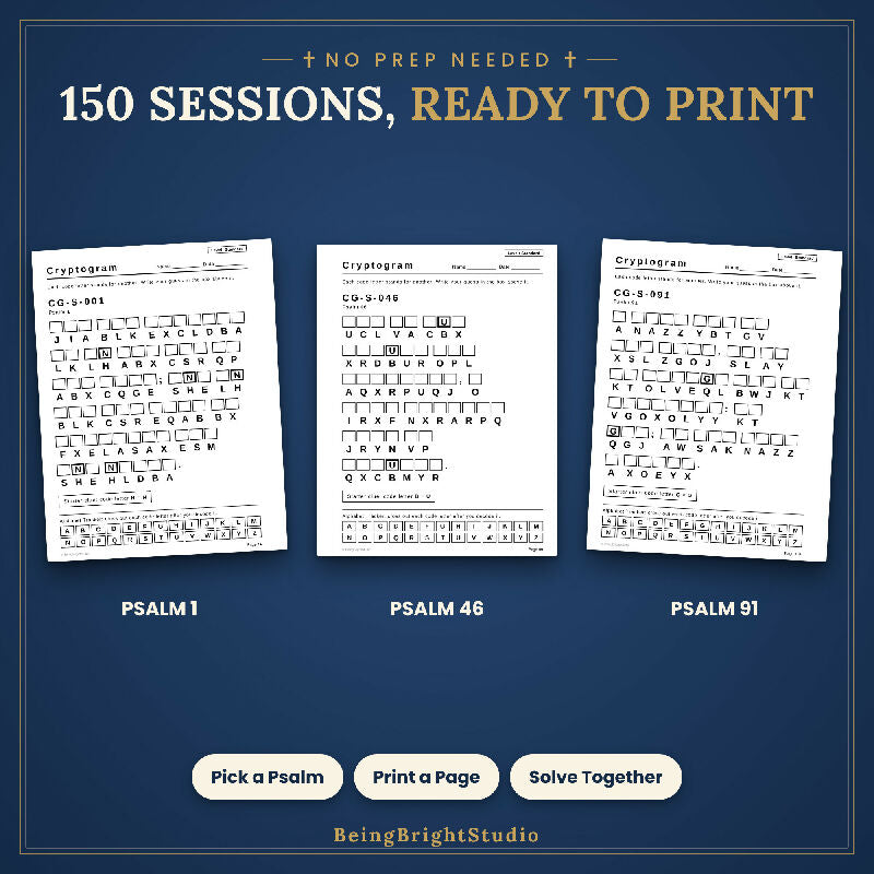 Psalms Cryptogram Puzzles for Seniors, 150 Extra Large Print KJV Puzzles, Activity Director Planner