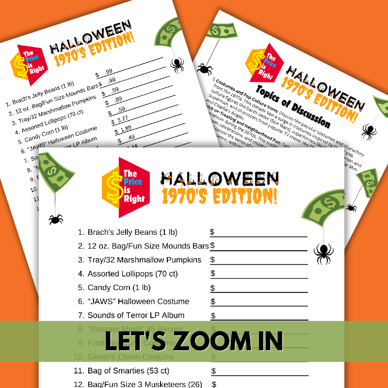 Halloween Price is Right Game | 1970s Edition Printable Activity for Seniors