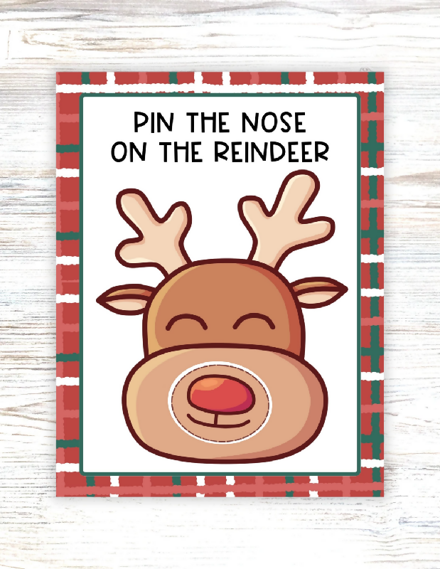 Pin the Carrot Nose on the Snowman & Pin the Nose on the Reindeer, Pin the Tail on Donkey Game, Printable Group Game Activity