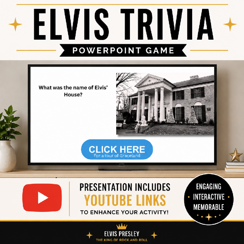Elvis Trivia PowerPoint Game for Seniors | Reminiscence Activity (Digital Download)