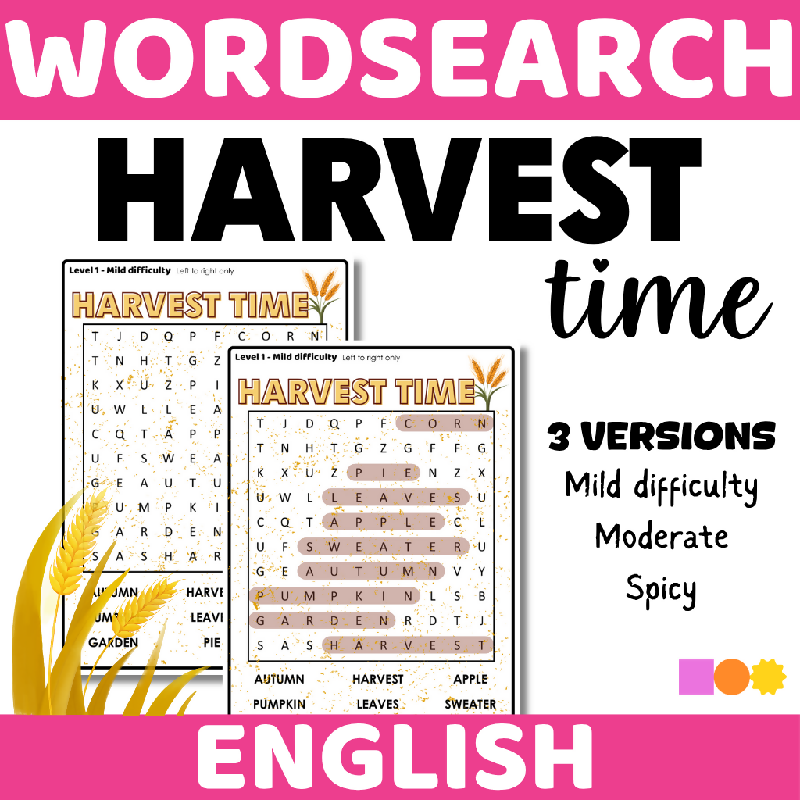 September Harvest Word Search Puzzle | Fall Cognitive Stimulation Activity for Seniors, Memory Care & Older Adults | Autumn Wordsearch Brain Game