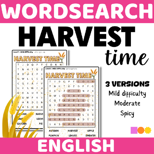 September Harvest Word Search Puzzle | Fall Cognitive Stimulation Activity for Seniors, Memory Care & Older Adults | Autumn Wordsearch Brain Game