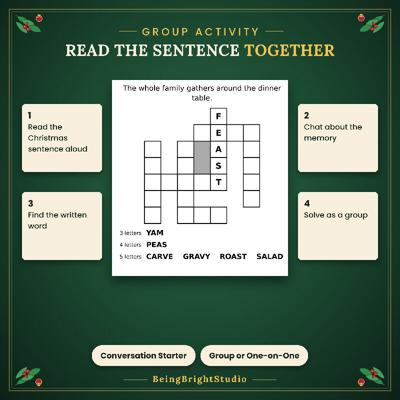 Extra Large Print Christmas Word Fill In for Seniors, 100 Printable Puzzles, Bonus Planner