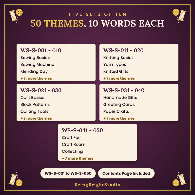 Sewing and Crafts Word Search for Activity Directors, 50 Extra Large Print Puzzles, Answer Keys, Bingo Cards