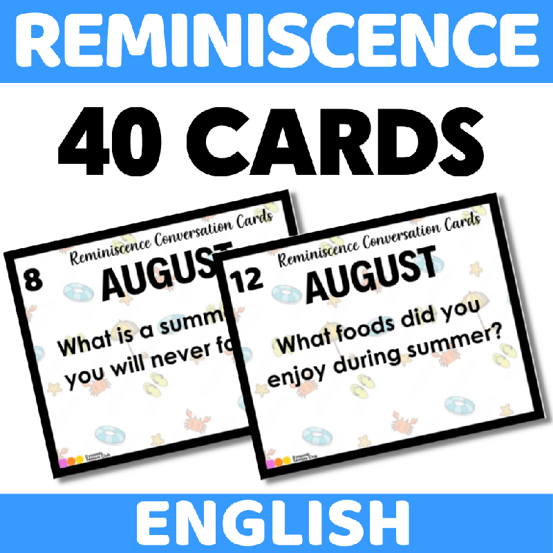 August Reminiscence Conversation Cards for Seniors - Printable Discussion Prompts for Memory Recall and Social Engagement - Summer Discussion Activity for Cognitive Engagement and Social Connection