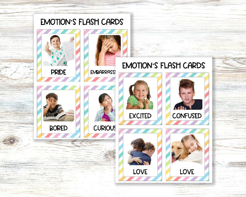 Emotion Flashcards 2 Versions, Photo Facial Expressions & Emotions Icon