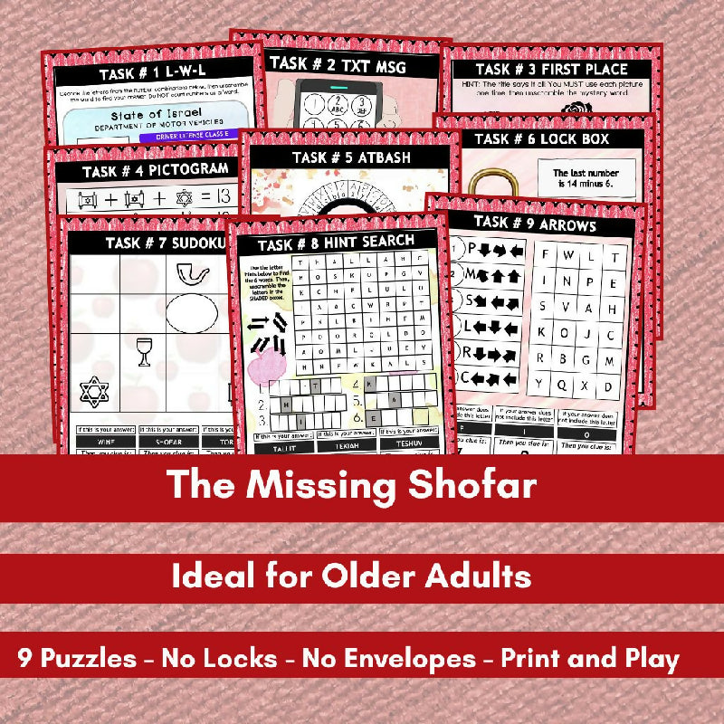 The Missing Shofar | Printable Rosh Hashanah Escape Room for Seniors | Jewish Holiday | Print & Play Group Activity
