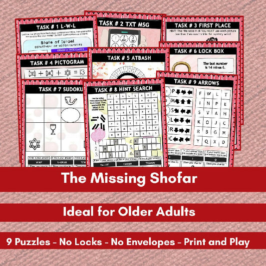 The Missing Shofar | Printable Rosh Hashanah Escape Room for Seniors | Jewish Holiday | Print & Play Group Activity