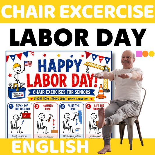 Printable Labor Day Chair Exercise Routine for Seniors | Gentle Seated Workout for Home Care and Assisted Living