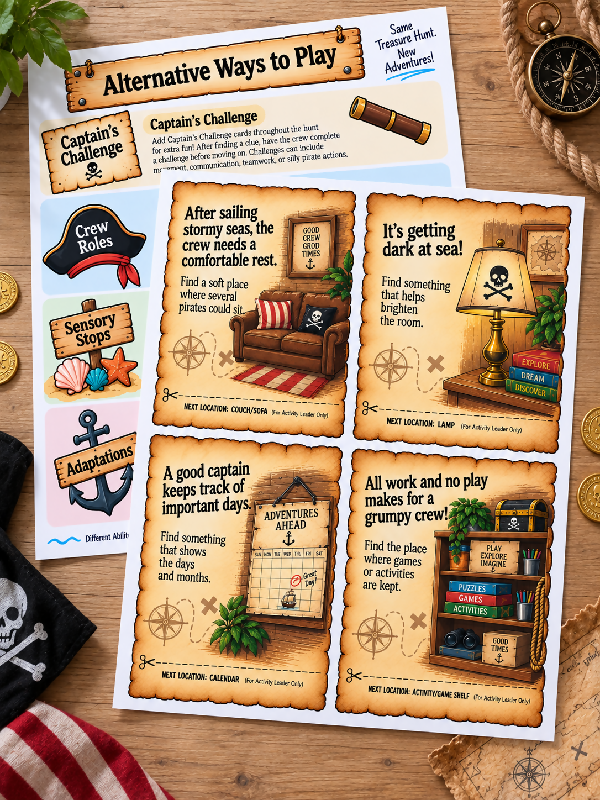Pirate Scavenger Hunt, Follow the Clues to the Hidden Treasures